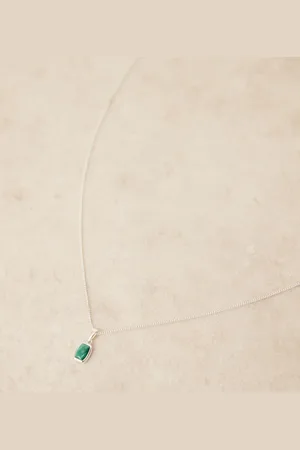 ASOS Sterling semi-precious malachite stone pendant in