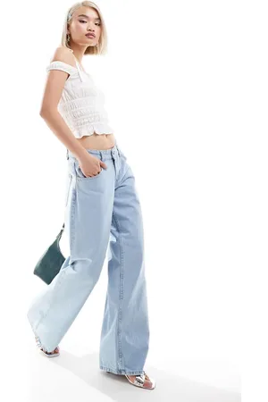 Motel Roomy wide leg low rise jeans in light wash
