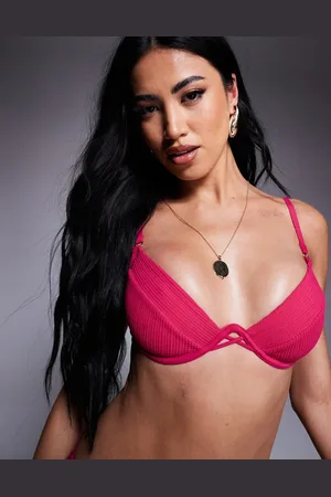 Boux Avenue Ibiza textured bikini top in hot