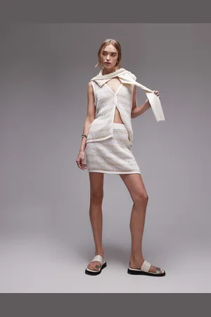 Rhythm Sol stripe knit mini skirt in cream