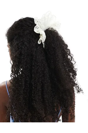 Monki Crochet lace scrunchie in off