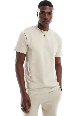 Only & Sons Short sleeve waffle t-shirt co-ord in cream