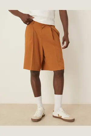 ASOS Linen look wide suit short in rust