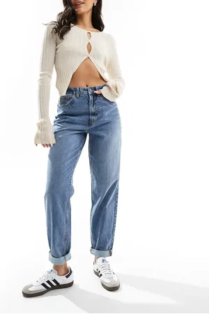 ASOS High rise relaxed mom jeans in mid