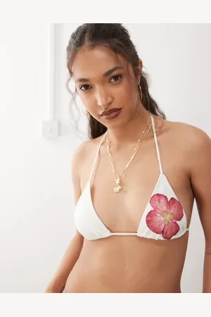 Motel Pami orchid print bikini top in and pink