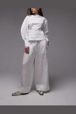 ARKET Linen trousers with drawstring waist in