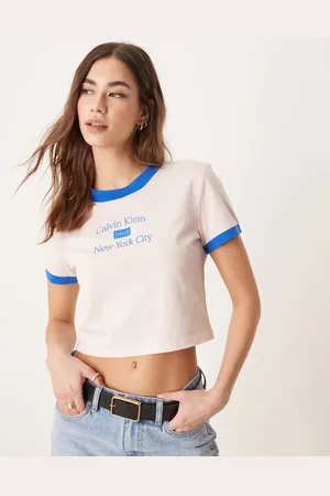 Calvin Klein Ringer baby tee in pink and