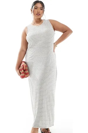 VERO MODA Slubby maxi tank dress in mono stripe