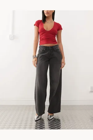 Motel Roomy extra wide low rise jeans in washed black