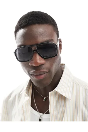ASOS Aviator sunglasses in black and crystal frame with smoke lens