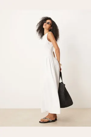 ASOS Slash neck waisted midi dress in
