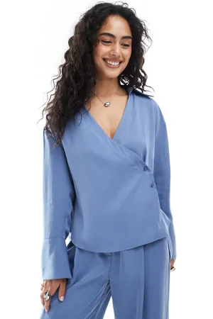 ASOS Lyocell wrap tie detail shirt in co ord