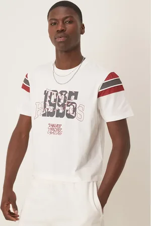 ASOS Boxy t shirt with panelling and sports graphic in