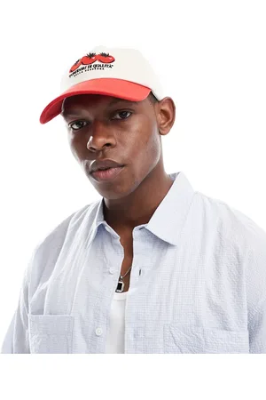 ASOS Tomato embroidery cap in ecru and red