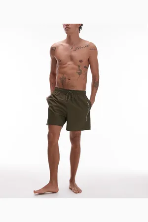 Tommy Hilfiger Side logo drawstring swim shorts in khaki