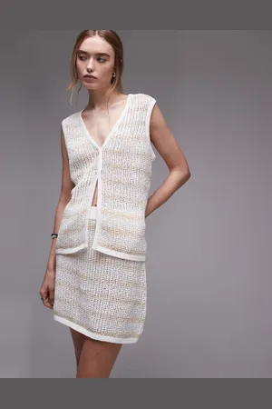 Rhythm Sol stripe longline knit vest co-ord in cream