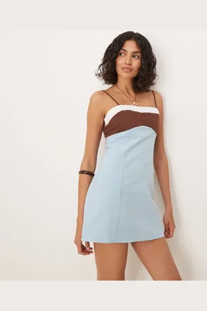 ASOS Cotton linen colour block cami mini dress in colour block