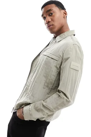 Calvin Klein Crinkle 2.0 shirt jacket in cream