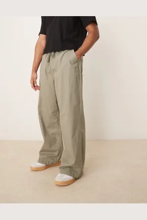 ASOS Linen blend parachute trousers in khaki
