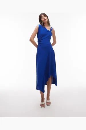 MANGO Asymetric midaxi dress with buckle detail shoulder in