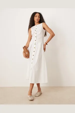 ASOS Slash neck button down waistcoat midi dress in