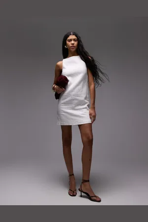 & OTHER STORIES Linen mini dress with boat neck in