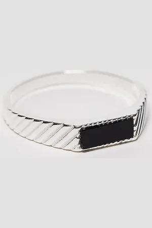 ASOS Sterling signet ring with black stone in plate