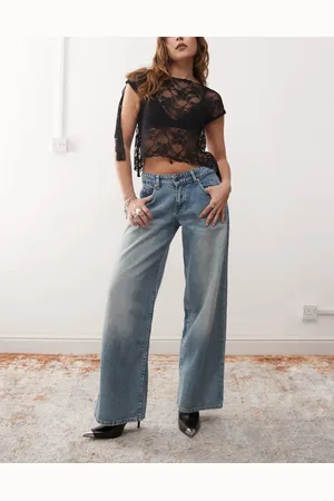 Motel Roomy extra wide low rise jeans in powder