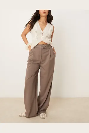 MANGO Belted straight leg trouser in