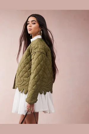 ASOS Cut work quilted jacket in khaki