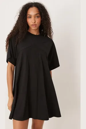 ASOS T shirt swing dress with fringe back detail in