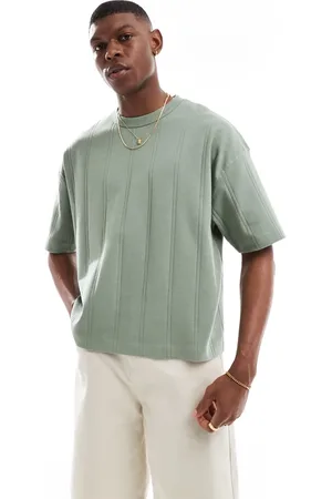 ASOS Oversized boxy wide rib t-shirt in khaki