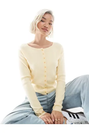 ASOS Fitted ribbed cardigan in buttermilk