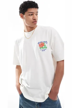 ASOS Oversized t-shirt with varsity graphic in off