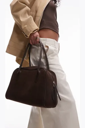 & OTHER STORIES Suede two handle bowling shoulder bag in dark