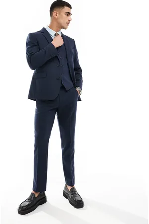 ASOS Slim wool blend suit trousers in basket weave
