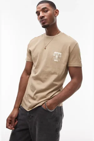 Tommy Hilfiger Varsity chest logo t-shirt in tan