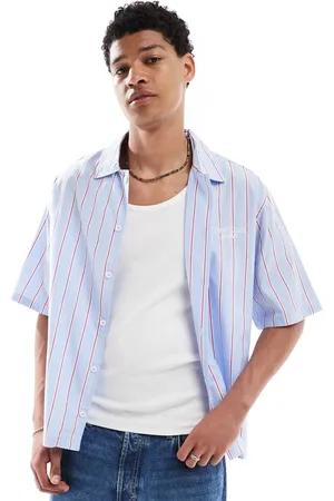 Bershka Boxy striped West Coast shirt in light