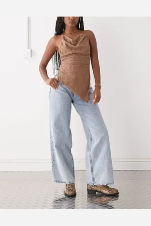 Motel Roomy wide leg low rise jeans in light wash