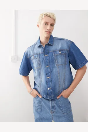 COLLUSION Denim boxy shirt in mid wash