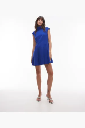 & OTHER STORIES High neck sleeveless mini dress with extended shoulder in bright
