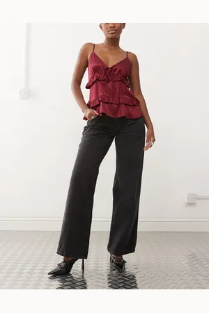 Motel Roomy wide leg low rise jeans in washed