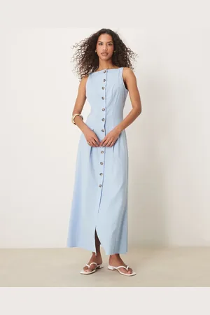 ASOS Slash neck button down waistcoat maxi dress in