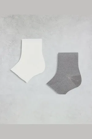 MANGO Ribbed open ankle socks in white and