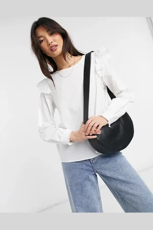 VILA Long sleeve t-shirt with frill shoulder detail in