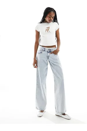 Motel Parallel leg low rise jeans in 80s light wash