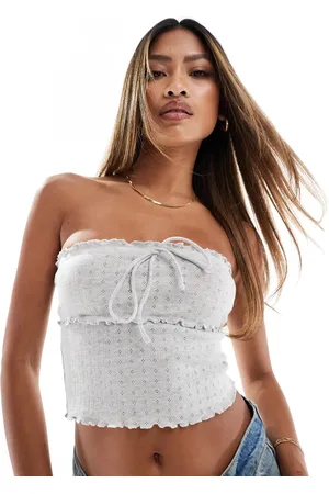 Edikted Savannah pointelle crop strapless top