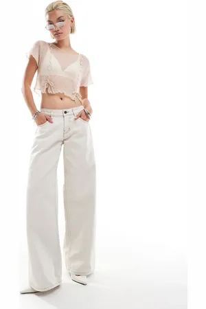 Motel Roomy wide leg low rise jeans in off