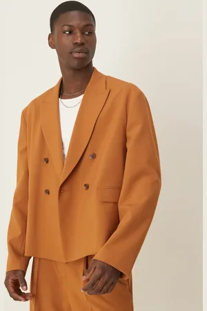 ASOS Linen look boxy suit jacket in rust