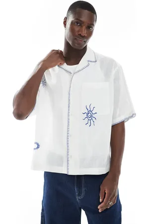 ASOS Boxy oversized revere shirt with embroidery in